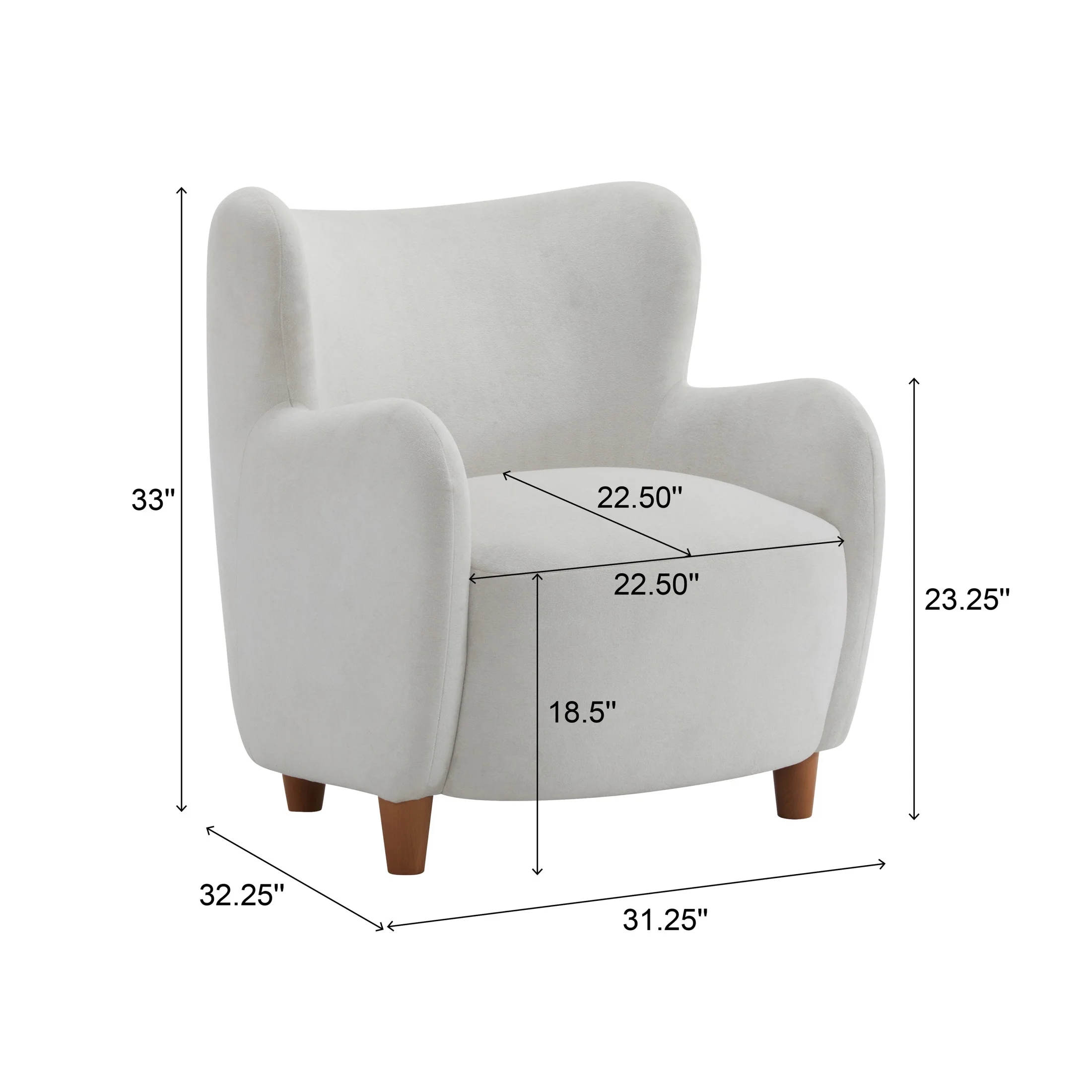 Christopher Knight Home Mid-Century Modern Velvet Wingback Accent Chair with Birch Legs, White