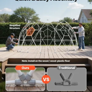 VEVOR Garden Dome Tent, 12 x 7.2 ft Outdoor Clear Bubble Tent for 4-7 Person, Weatherproof Geodesic Dome Greenhouse with Window, PVC Igloo Tents for Backyard Patios Camping Party Wedding