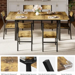 iPormis 63" Extendable Dining Table for 4-8, Square Wooden Dining Room Table with Metal Base, Modern Extendable Table for Small Kitchens, Dining Office Areas, Black