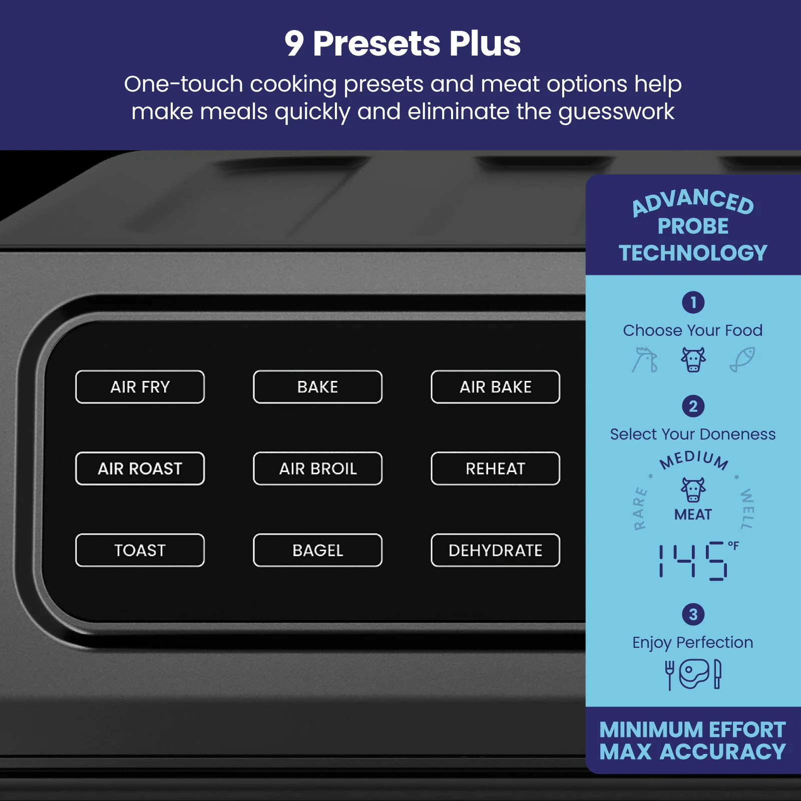 Chefman 12-in-1 Air Fryer Oven Combo w/ Probe Thermometer, 20 qt Capacity, Black Stainless Steel