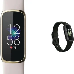Fitness and Wellness-Tracker with Stress Management, Sleep-Tracking and 24/7 Heart Rate, One Size S L Bands Included, Lunar White/Soft Gold Stainless Steel, 1 Count