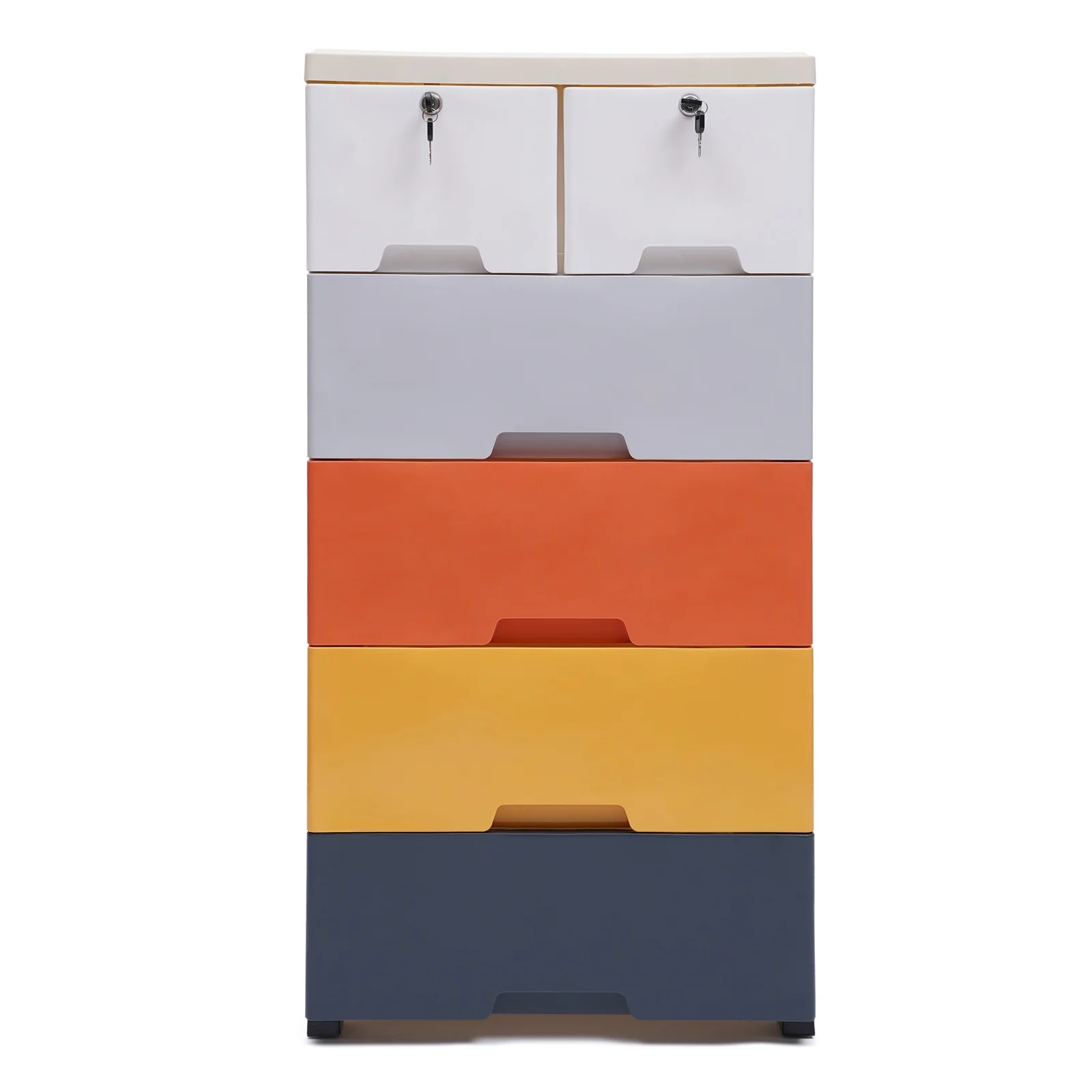 Peakora Multi-color Storage Cabinet with 6 Drawers, Closet Drawers with Two Drawers with Locks, Tall Dresser Organizer for Clothes, Playroom, Bedroom Furniture