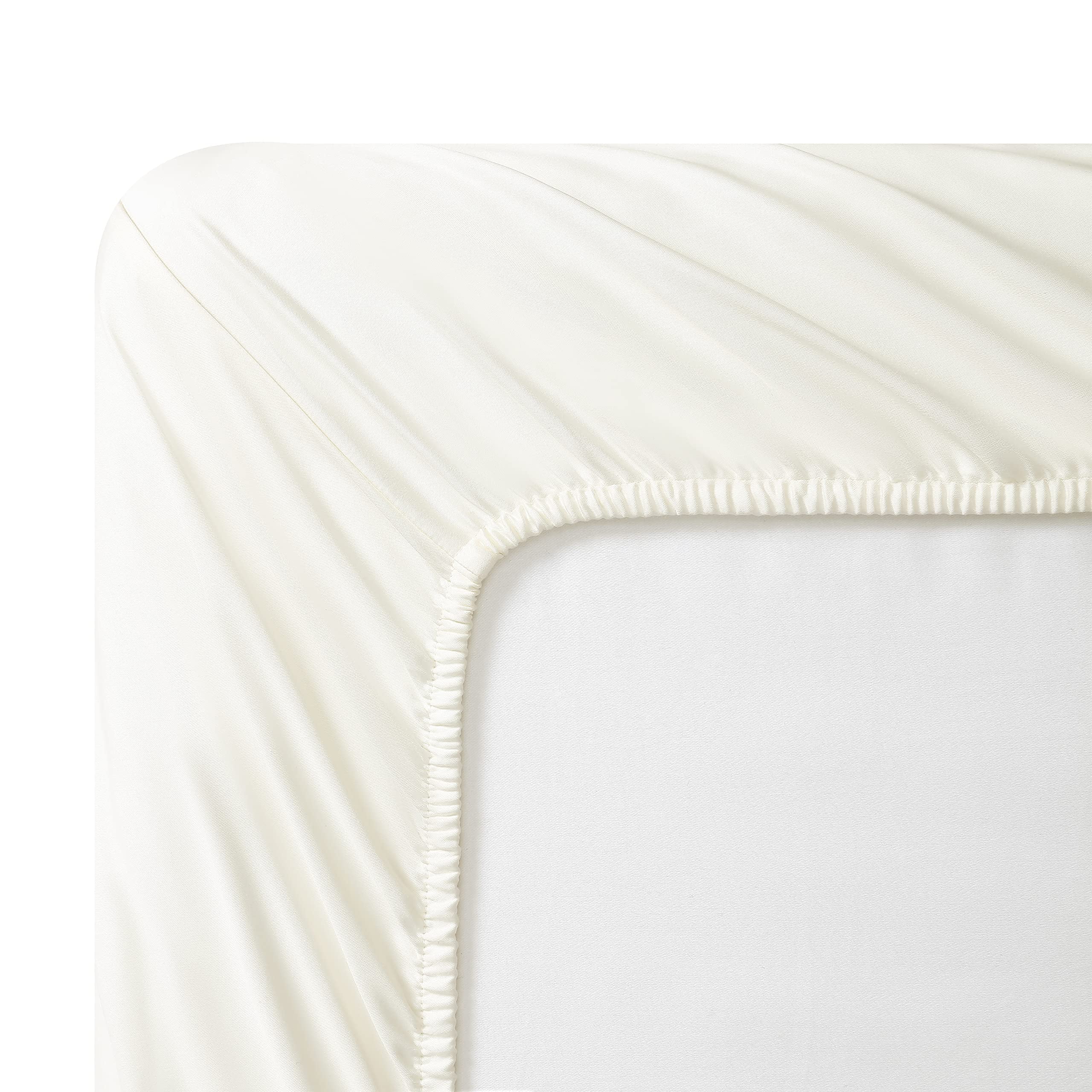 Vera Wang - 4 pieces, Queen Sheet Set, Luxury Sateen Cotton Bedding, 800 Thread Count, Soft & Smooth Home Decor (Ivory, Queen)