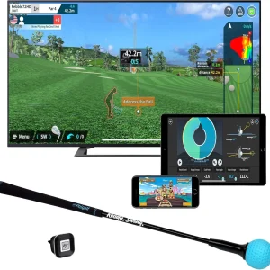Home Golf Game Simulator: Enjoy Interactive Golf with Motion Sensor & Swing Stick for Indoor & Outdoor Fun 38,000+ Courses Worldwide, Compatible with Android, iOS, App & E6 Connect