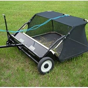 Yard Tuff 42 Inch Quick Assembly Tow Style Lawn Yard Sweeper with Brush Height Adjustment and Mesh Bag for Debris, Leaves, Grass, and More