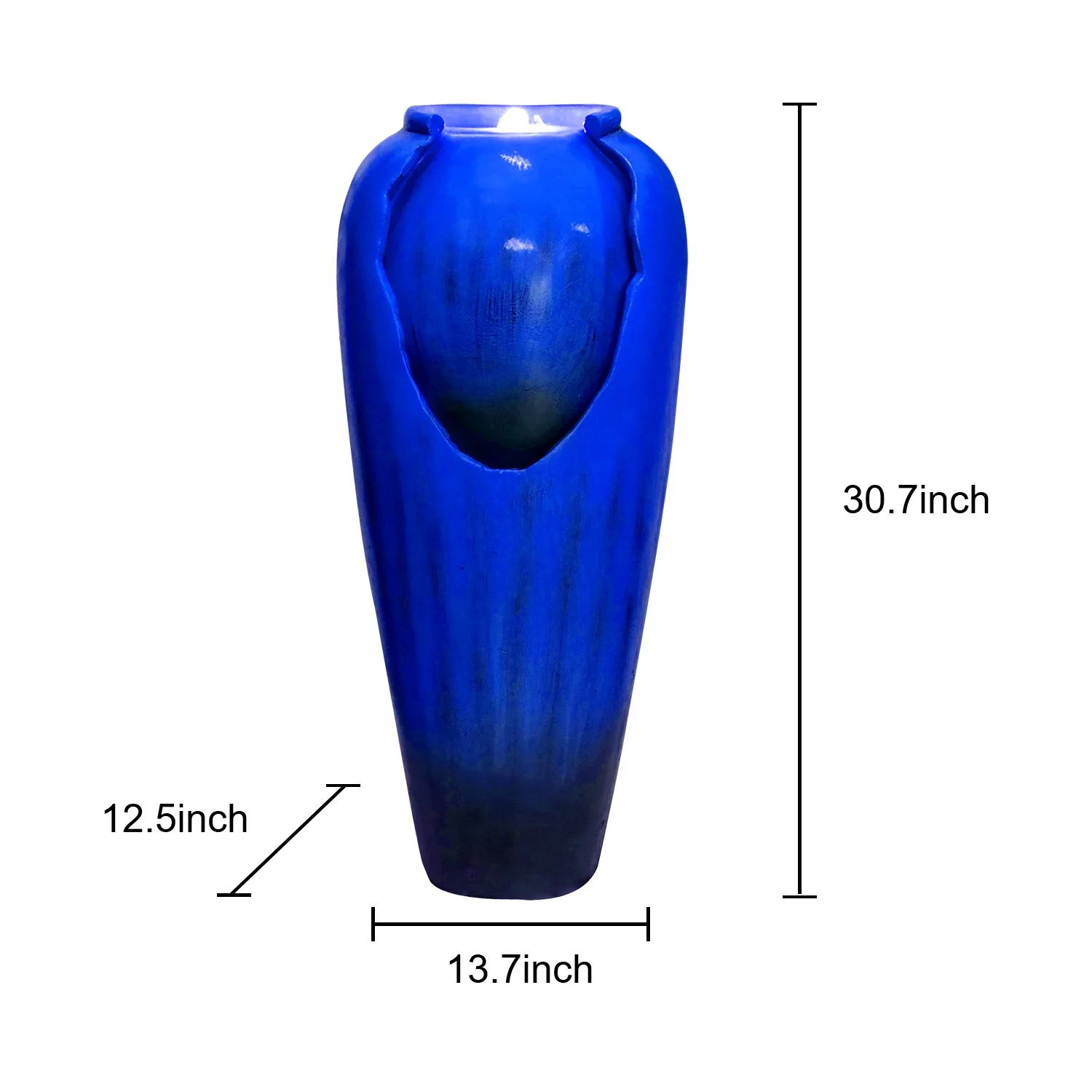 30.7in High Floor Contemporary Vase Water Fountain with LED Lights for Home and Garden Decor