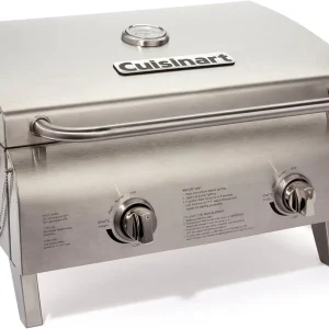 Cuisinart Chef's Style Tabletop Portable Propane Grill, 20,000 BTU Stainless Steel 2-Burner