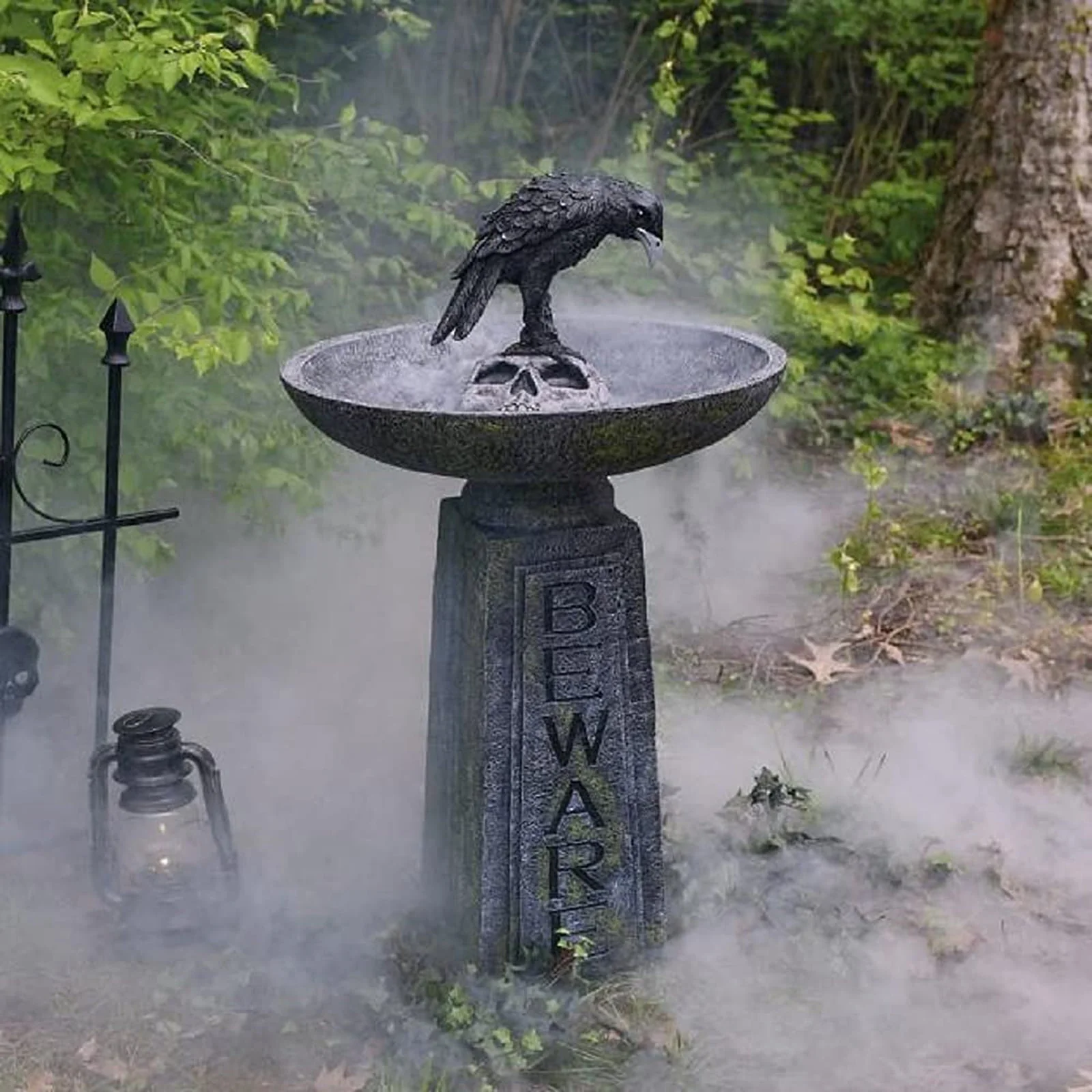Huntermoon Garden Statue Sculpture Multi-Purpose Crows Black Halloween Home Decor Polyresin Bird Bath