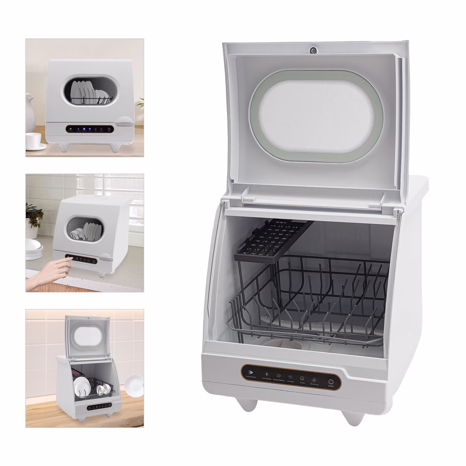 1200W mini Portable Countertop Dishwasher 360- Rotating Deep Cleaning Dishwasher