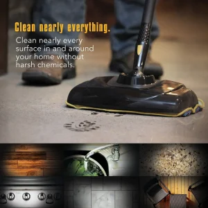 McCulloch MC1375 Canister Steam Cleaner with 20 Accessories, Extra Long Power Cord, Chemical Free Cleaning for Most Floors, Counters, Appliances, Windows, Autos, and More, 1 (Pack), Black