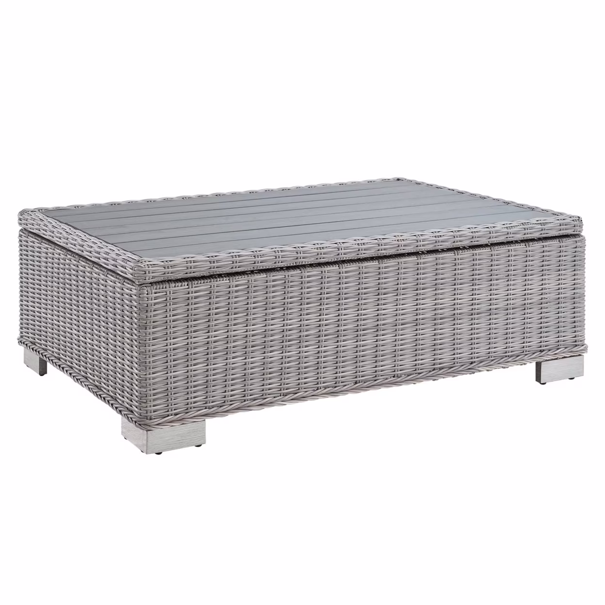 Modway Conway 45" Outdoor Patio Wicker Rattan Coffee Table in Light Gray
