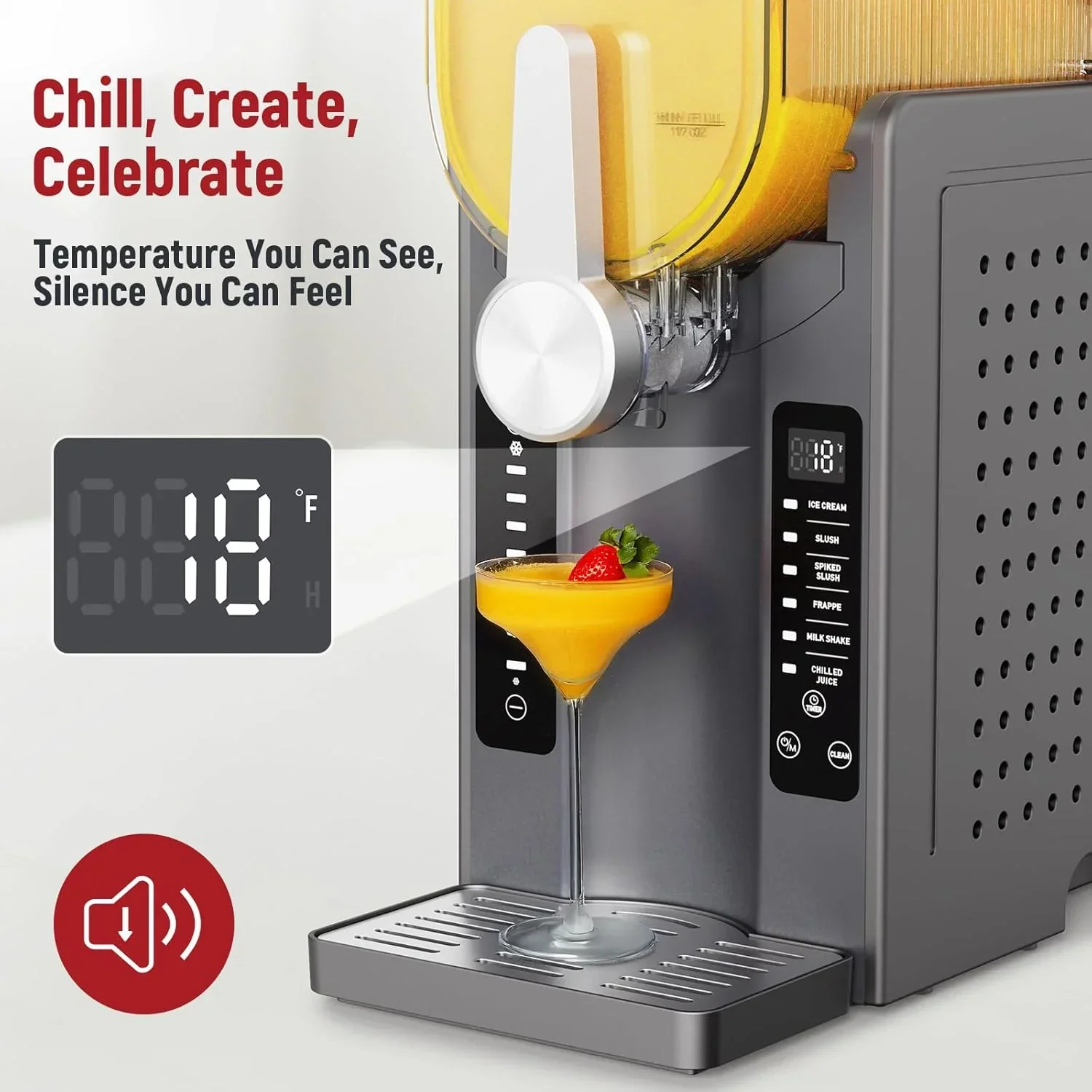 Slushie Machine: No Ice Needed All-in-One Slushy Maker for Home, Real-Time Temp Display, Auto-Clean, 6 Preset | Frozen Margaritas, Cocktails, Frappés, Ice Cream, Smoothies, Milkshakes,Summer Parties