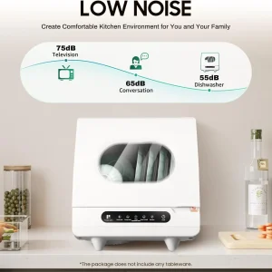 110v Portable Countertop Dishwasher,Home Apartment Tabletop Compact Dishwasher With Inlet & Drainage Pipe,Mini Countertop Dishwasher,Clear Window,For Cleaning Utensils At Home After Dining.