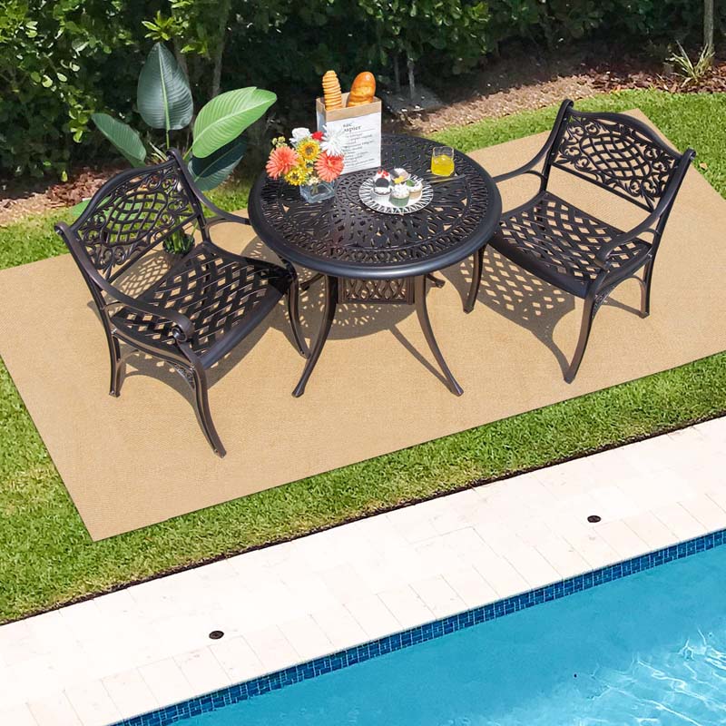 2/4Pcs All-Weather Cast Aluminum Chairs with Armrests & Curved Seats, Outdoor Dining Chairs Patio Bistro Armchairs