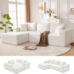 110 Cloud Sectional Couch, Boneless Sofa for Living Room Modular Sectional Sofa with Deep Seat