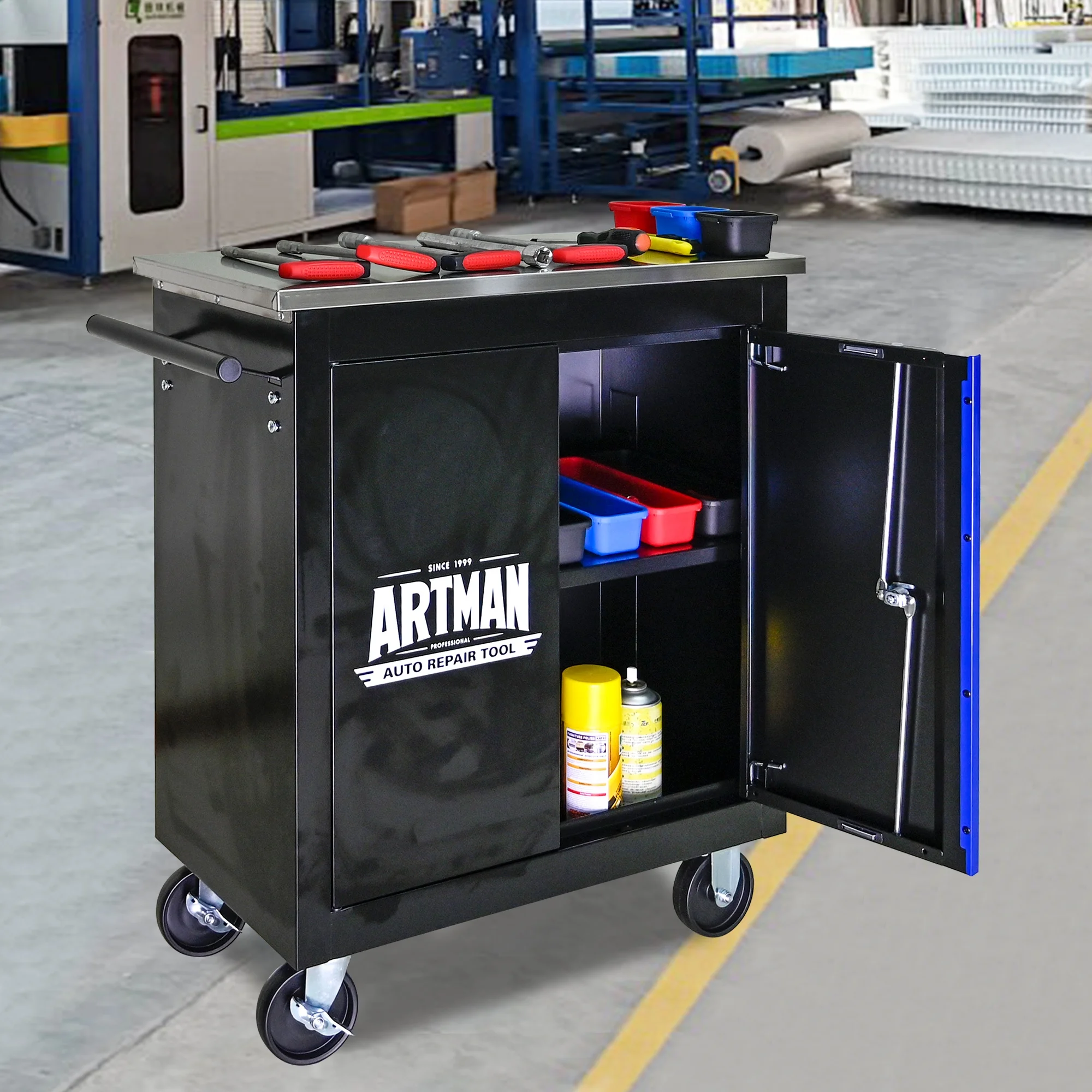 Aukfa Composable 25.9 in Tool Chest with 7 Drawers&7 Plastic Storage Box for Workshop Garage, Black