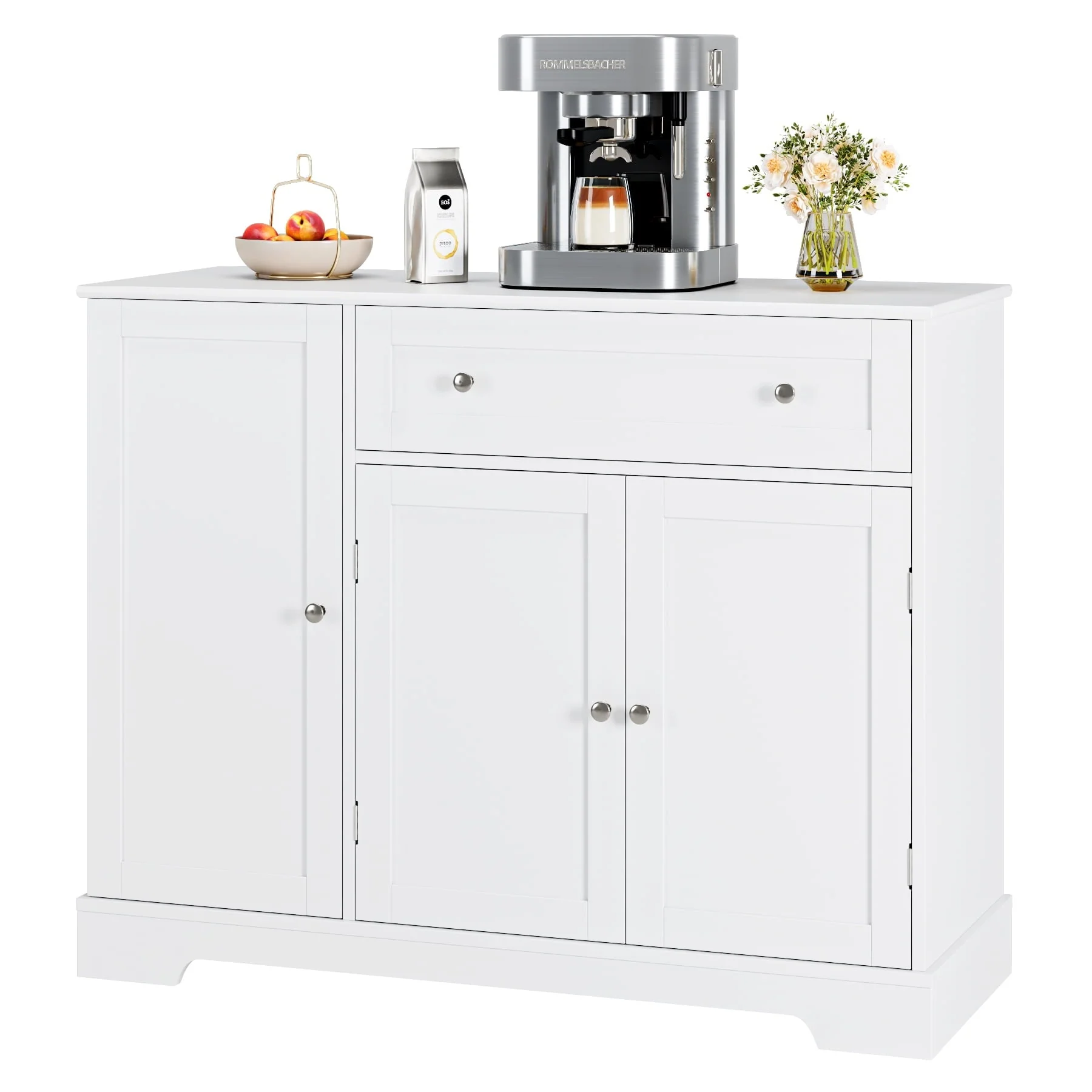 Homfa 41'' Kitchen Storage Cabinet, Pantry Cabinet with Drawers and Adjustable Shelf, Buffet Cabinet Sideboard for Dinning Room, White