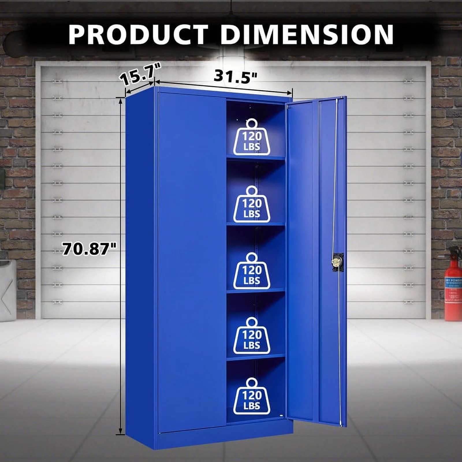 Fesbos Metal Garage Storage Cabinet with 2 Doors and 4 Adjustable Shelves - 71" Steel Lockable File Cabinet,Locking Tool Cabinet for Office,Home,Garage,Gym (Blue)