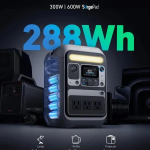 Anker Solar Generator SOLIX C300 with 60W Solar Panel, 288Wh Portable Power Station, 300W (600W Surge), LiFePO4 Battery, 140W Two-Way Fast Charging, for Outdoor Camping, Traveling, and Emergencies