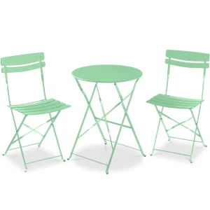Best Choice Products 3-Piece Small Bistro Set, Folding Patio Furniture Set of 2 Chairs and Table - Black