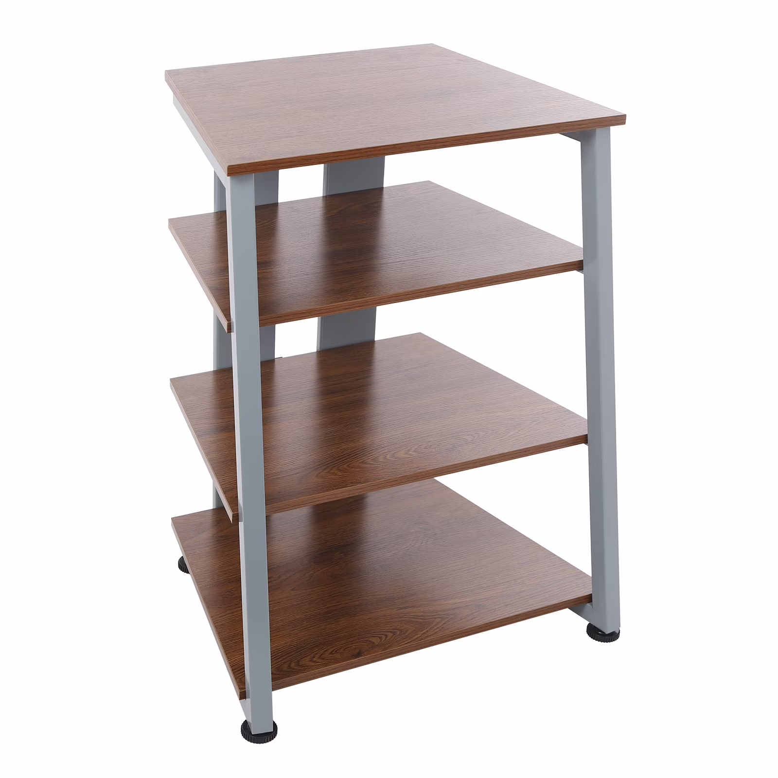 4-Tier AV Media Stand, Multi-Functional Storage Shelf for Organizing and Storing TV Accessories, CD Changers, Receivers, DVD Players, Game Consoles, and Other Media Equipment, Brown and Grey