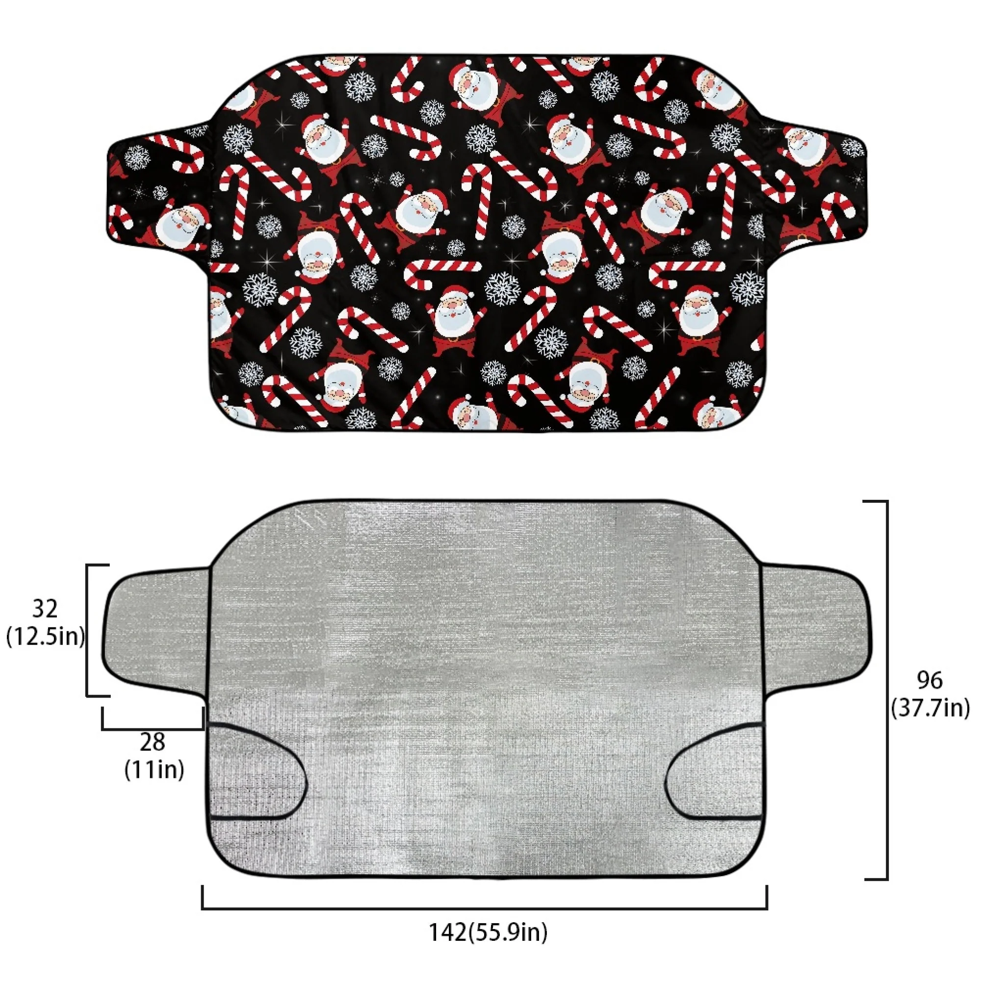 Bivenant Store Christmas Theme Windshield Snow Ice Cover, Protects Windshield and Wipers from Weatherproof, Rain, Sun, Frost, Vehicles, Cars Trucks Vans and SUVs,55.9"x37.7"
