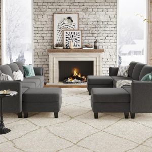Modular Sectional Sofa, Convertible U Shaped Sofa Couch with High Density Memory Foam, 6 Seat Comfy Modular Sofa Couch for Living Room, Modern U Shaped Sectional Sofa, Dimgrey
