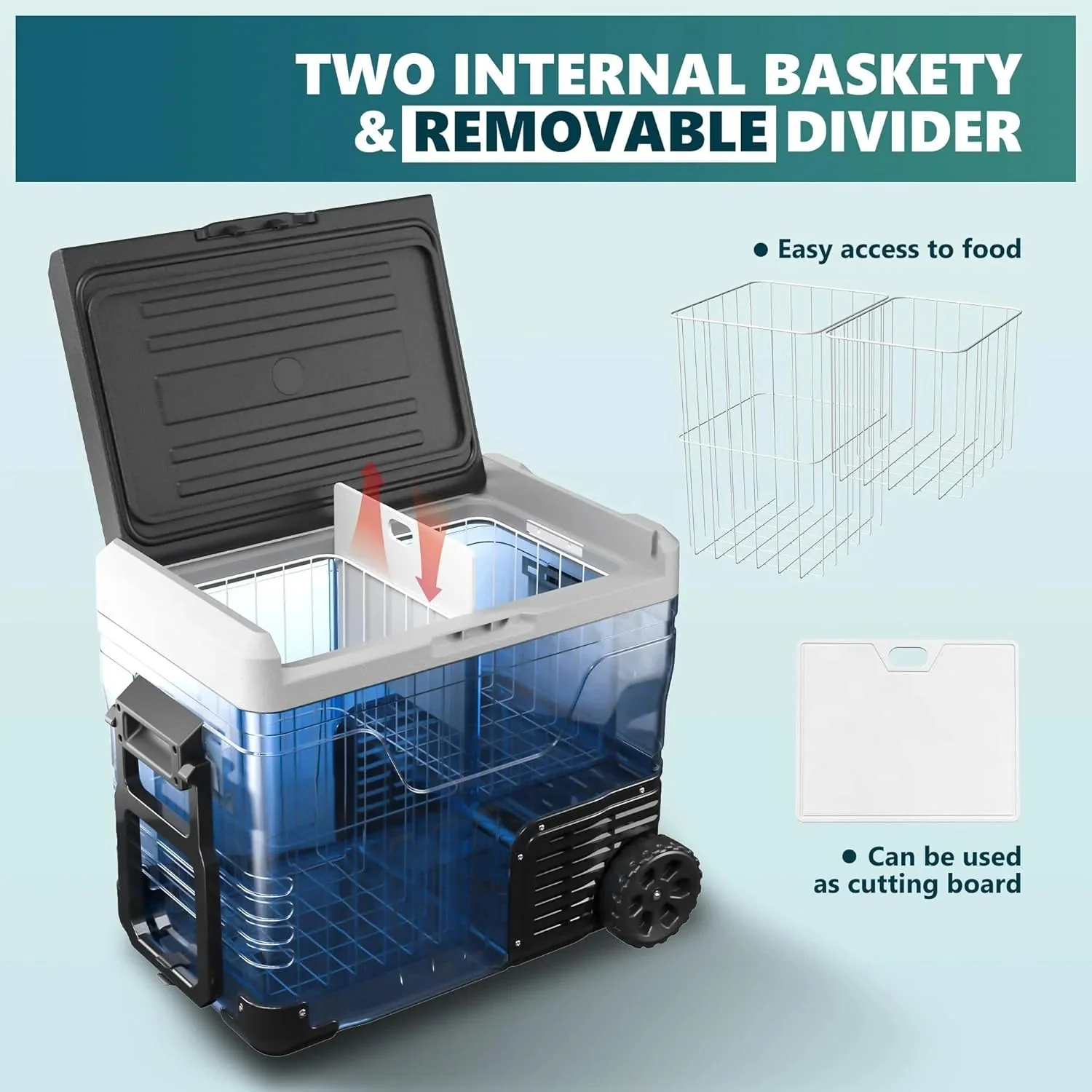 EUHOMY 12 Volt Refrigerator, 37QT(35L) Electric Cooler, Portable Freezer 12V/24V DC 110-240V AC, 12V Fridge -4℉~68℉, 12V Cooler with Wheels & 2 Baskets for Travel, Truck, Boat, Camping