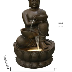 Large Buddha Fountain with Warm White LED