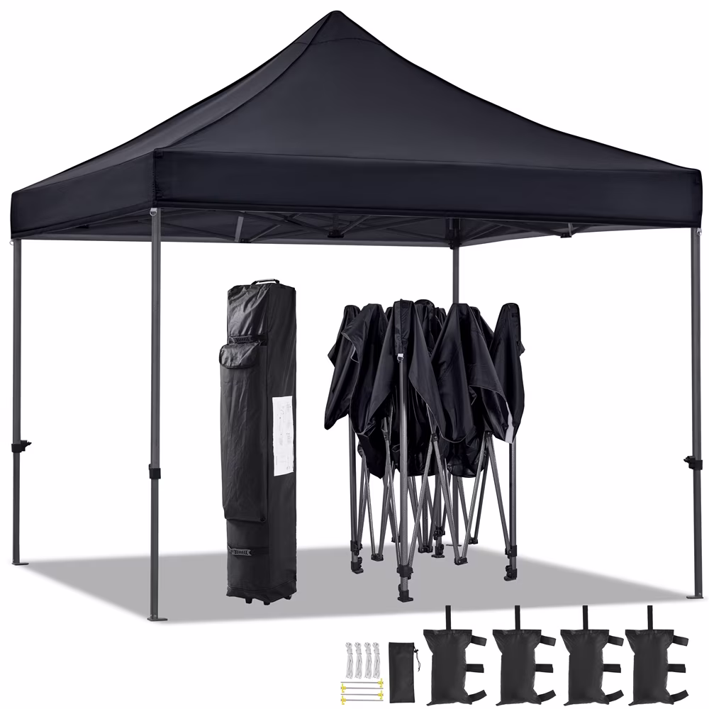 Alden Design Adjustable 10' x 10' Commercial Pop-up Canopy with Wheeled Carry Bag, Blue