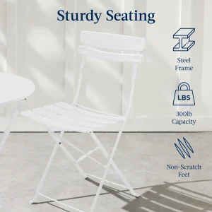 Best Choice Products 3-Piece Small Bistro Set, Folding Patio Furniture Set of 2 Chairs and Table - Black