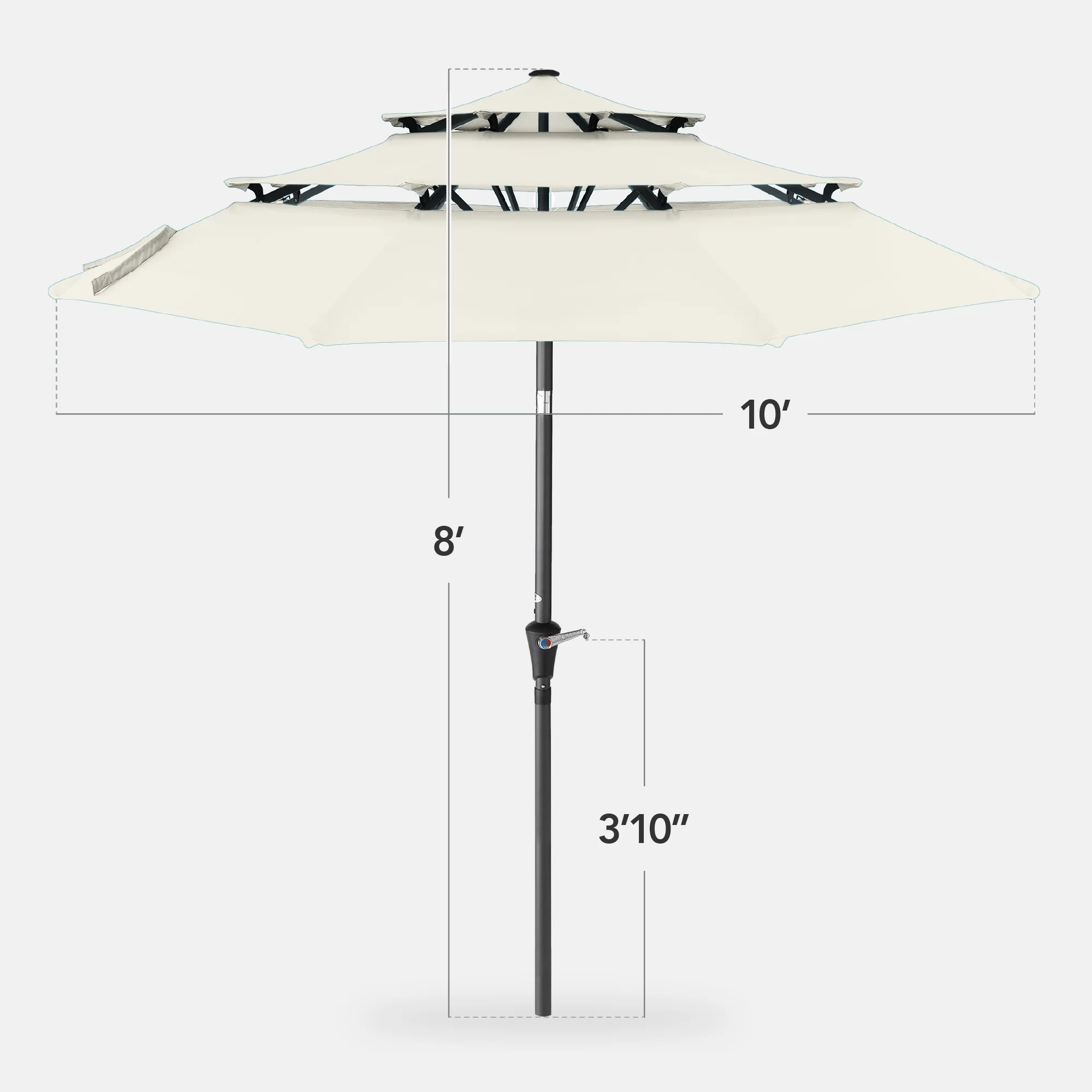 Best Choice Products 10ft 3-Tier Patio Umbrella, Market Sun Shade w/ Tilt Adjustment, Easy Crank - Red