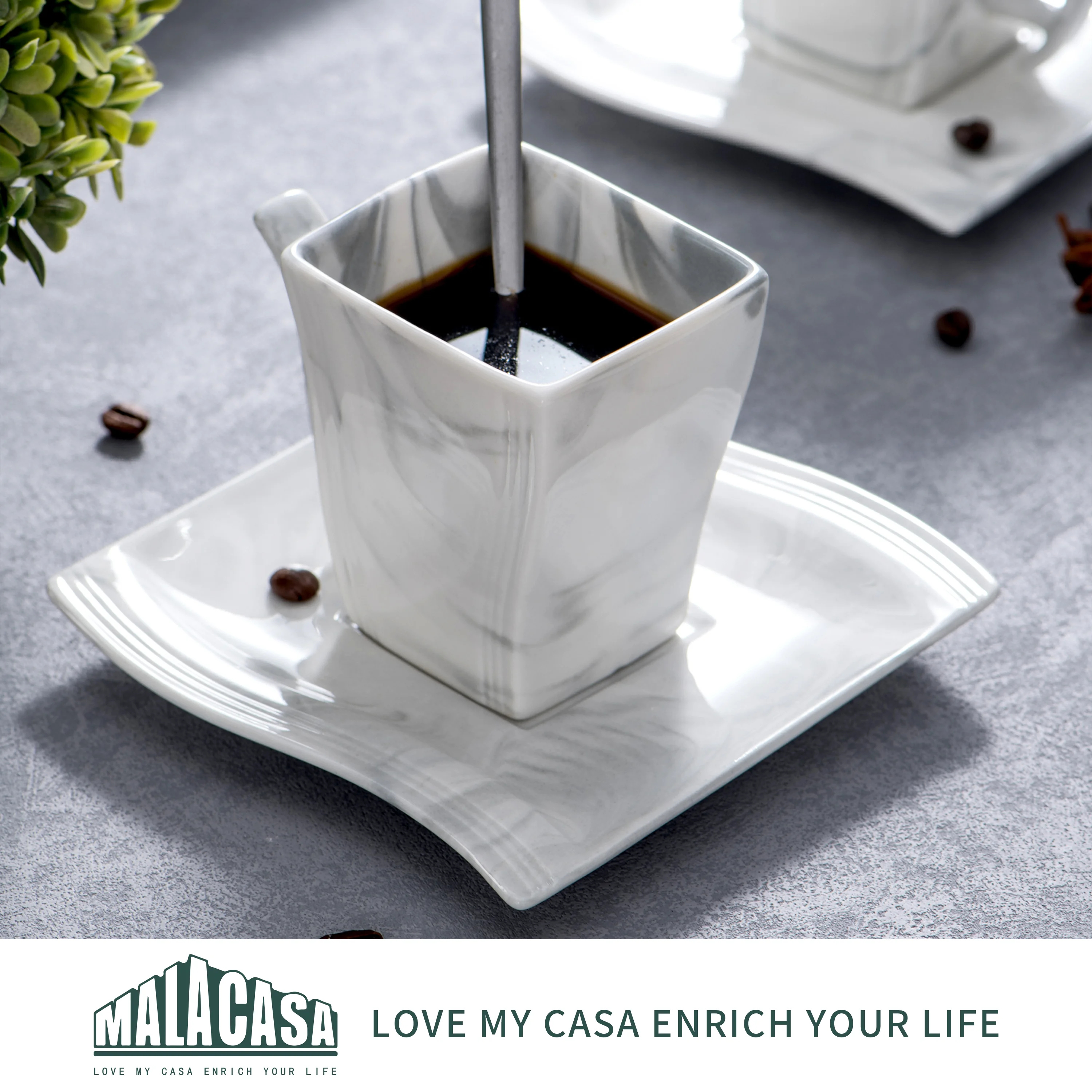 MALACASA Porcelain Tableware Sets, Ivory White, 30-Piece (6 Packs)
