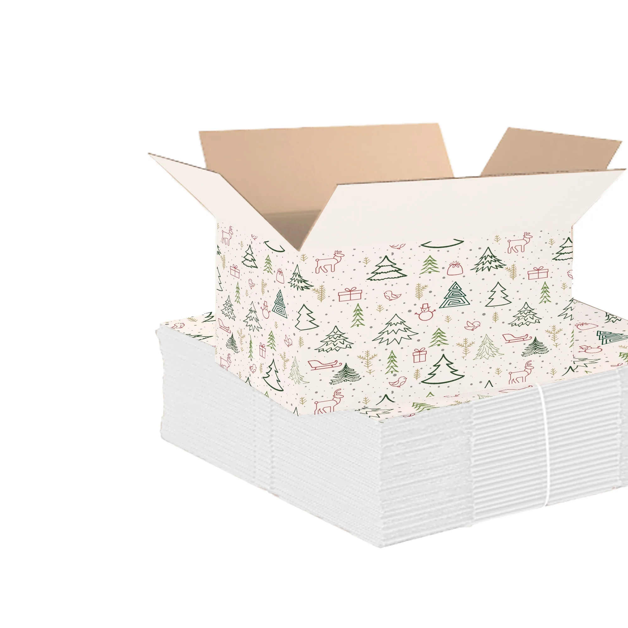 Ucanpack Christmas Boxes 8x8x4 inch - 100 Pack Winter Forest Printed Christmas Box Bulk - Holiday Shipping Box Made in USA Christmas Packaging Small Business