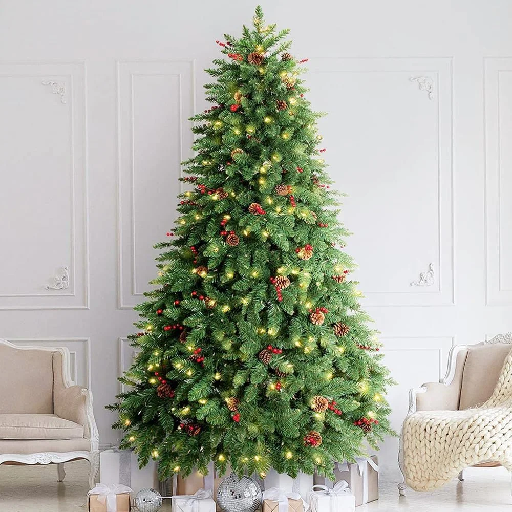 Jostyle 4.5FT Pre-Lit Christmas Tree, Decorated with 300 Clear Lights and Realistic 516 Thicken Tips