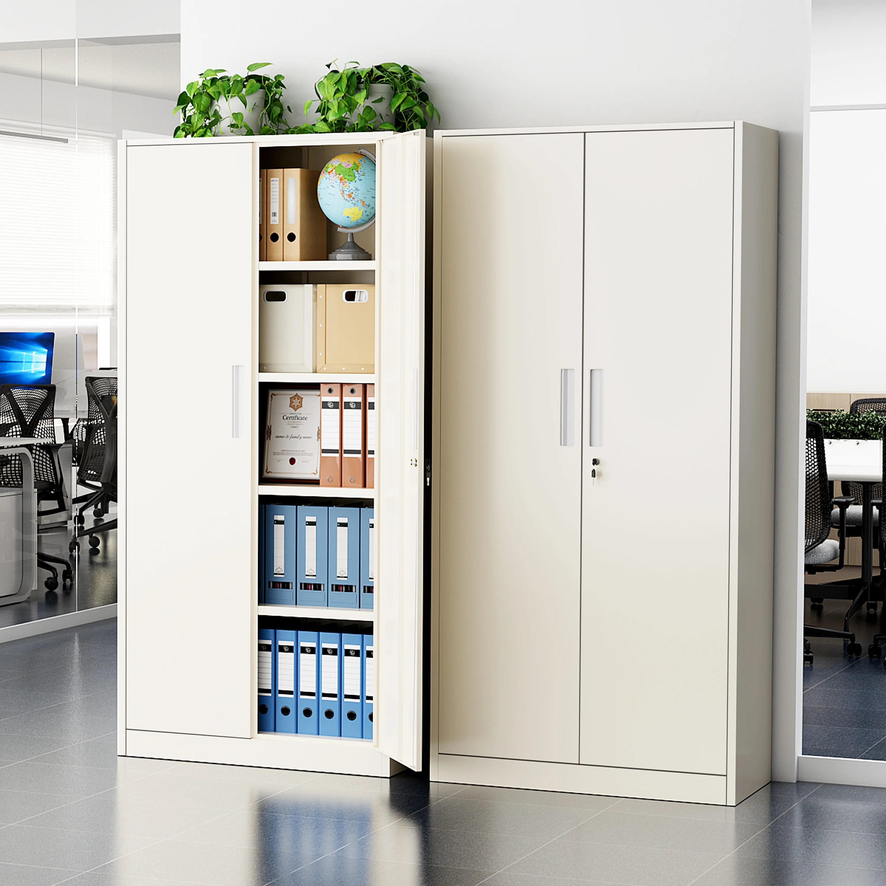 SUNCROWN 71 In Metal Storage Garage Cabinets with Locking Doors and Adjustable Shelves, Steel Storage Cabinet for Garage, Office, Classroom, Assemble Required(Black)