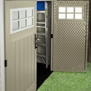 Rubbermaid Resin Outdoor Storage Shed With Floor Weather Resistant Gray Organization for Home