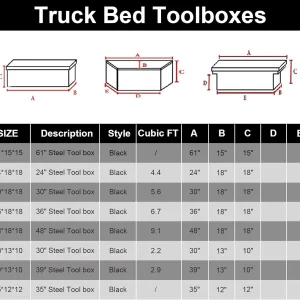 Comfor 26.5 x 12 x 11.8 inch Trailer Tongue Box with Handled-Lock Black Steel Heavy Duty Underbody Truck Box Truck Storage Organizer for Pick Up, Trailer