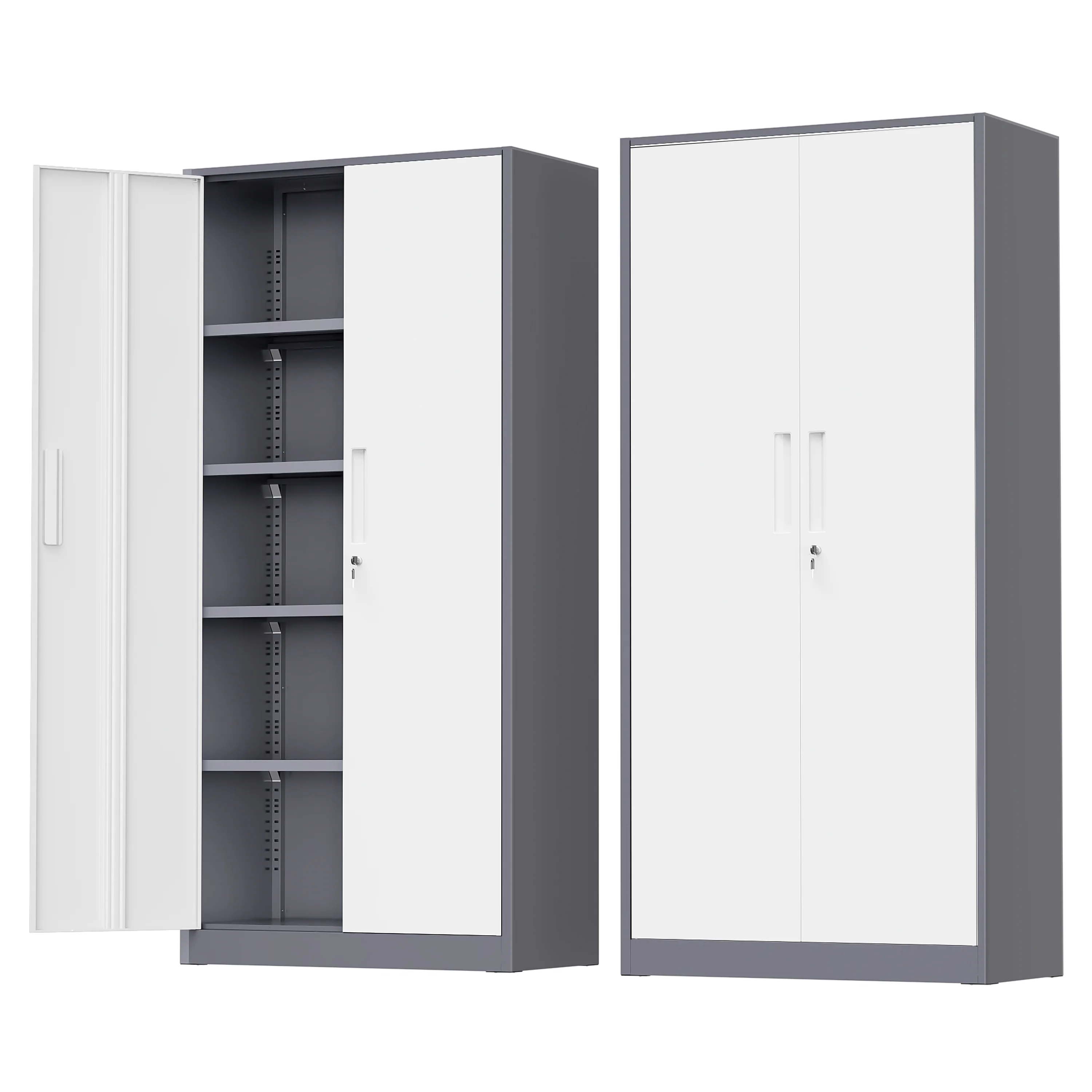 SUNCROWN 71 In Metal Storage Garage Cabinets with Locking Doors and Adjustable Shelves, Steel Storage Cabinet for Garage, Office, Classroom, Assemble Required(Black)