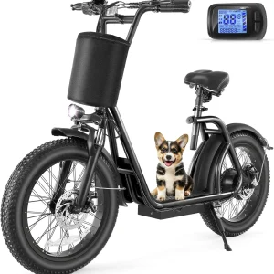 Caroma Peak 800W Foldable Adult Electric Scooter with 20-inch Wide Tires, 48V Battery, Basket, and Adjustable Seat