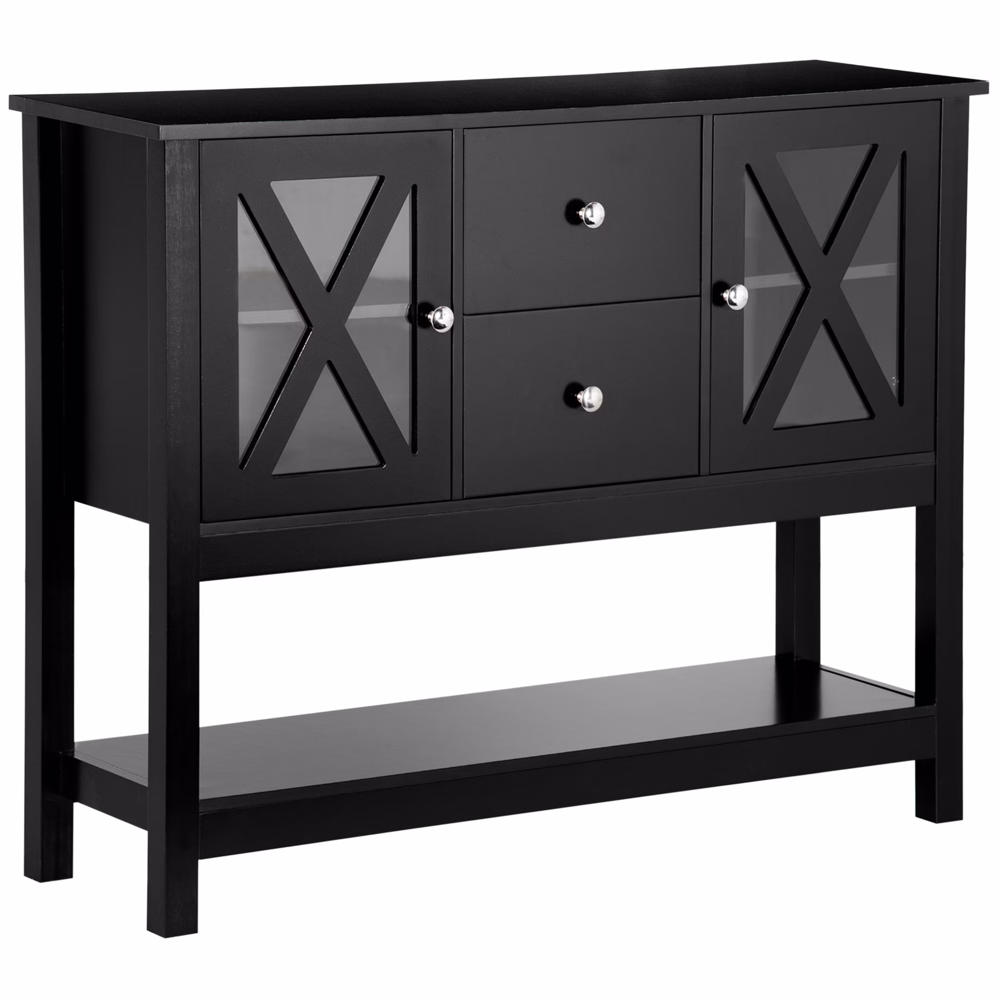 HOMCOM Coffee Bar Cabinet, Sideboard Buffet Cabinet, Kitchen Cabinet with Storage Drawers and Glass Door for Living Room, Entryway, White