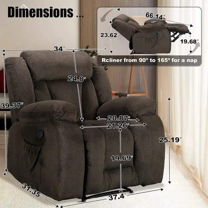 Super Comfortable Standard Size Heating and Massage Recliner Chair