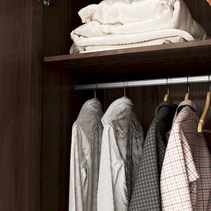 Wardrobe Closet Armoire with 2 Doors Wooden Clothes Storage Cabinet