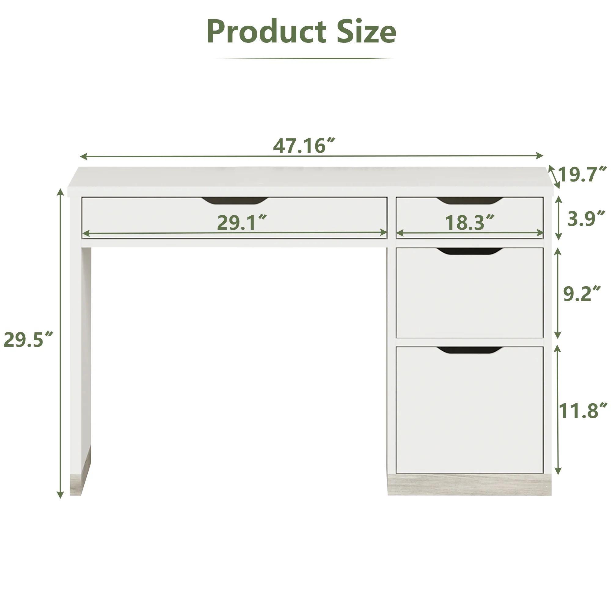 DreamCurship White Desk with Drawers, Modern Computer Desk with File Drawers, Home Office Study Writing Desk with Storage, White