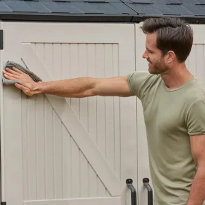 Rubbermaid Resin Outdoor Storage Shed With Floor Weather Resistant Gray Organization for Home