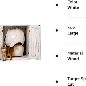 Litter-Robot Credenza with Litter Box Enclosure, Rustic White Plank Finish, 43.2” W x 28.1” D x 33.1” H, Stylish and Durable Hidden Cat Litter Box Furniture, Litter-Robot Not Included