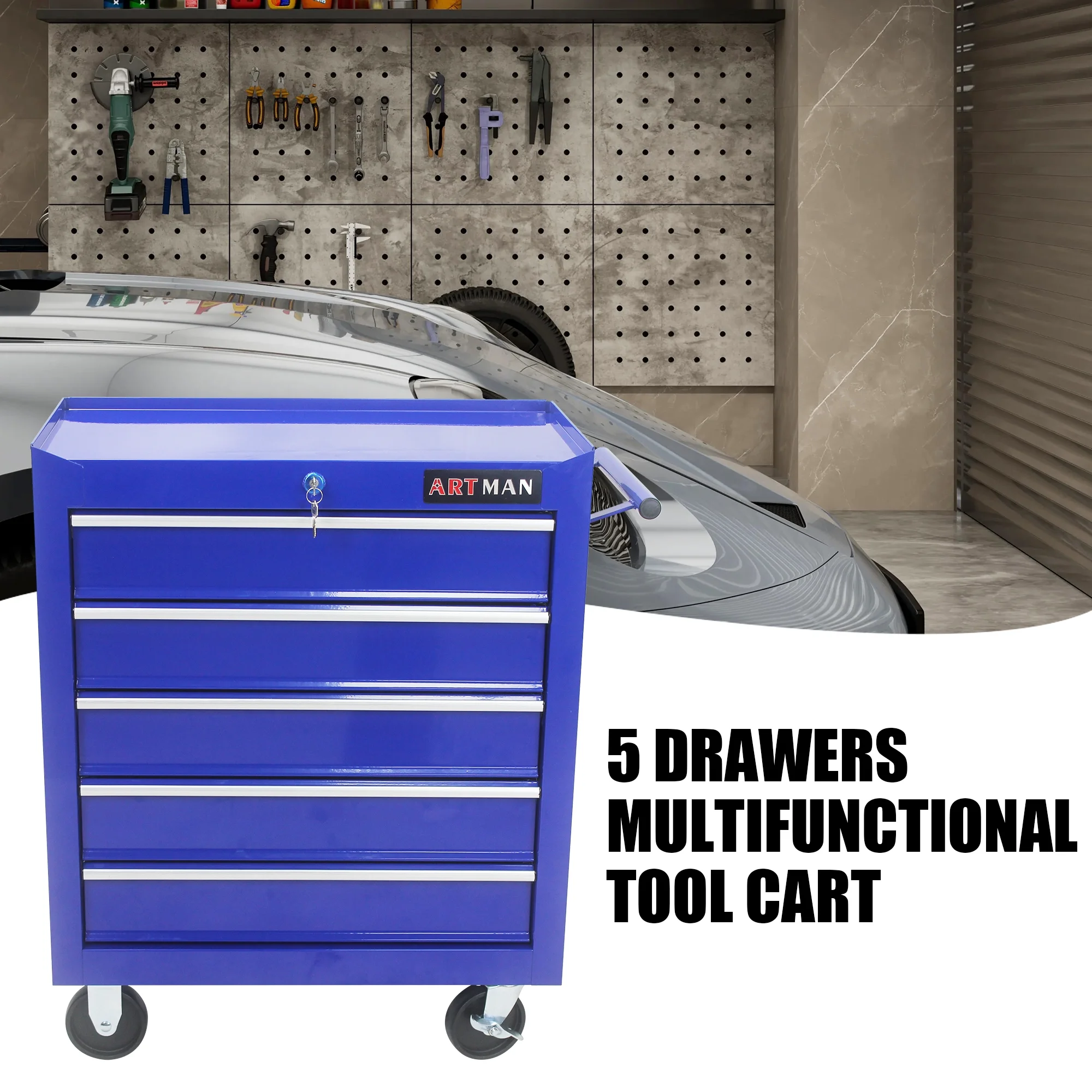 ARTMAN 5 Drawer Rolling Tool Chest, Tool Storage Cabinet with Wheels and Drawers for Garage Warehouse