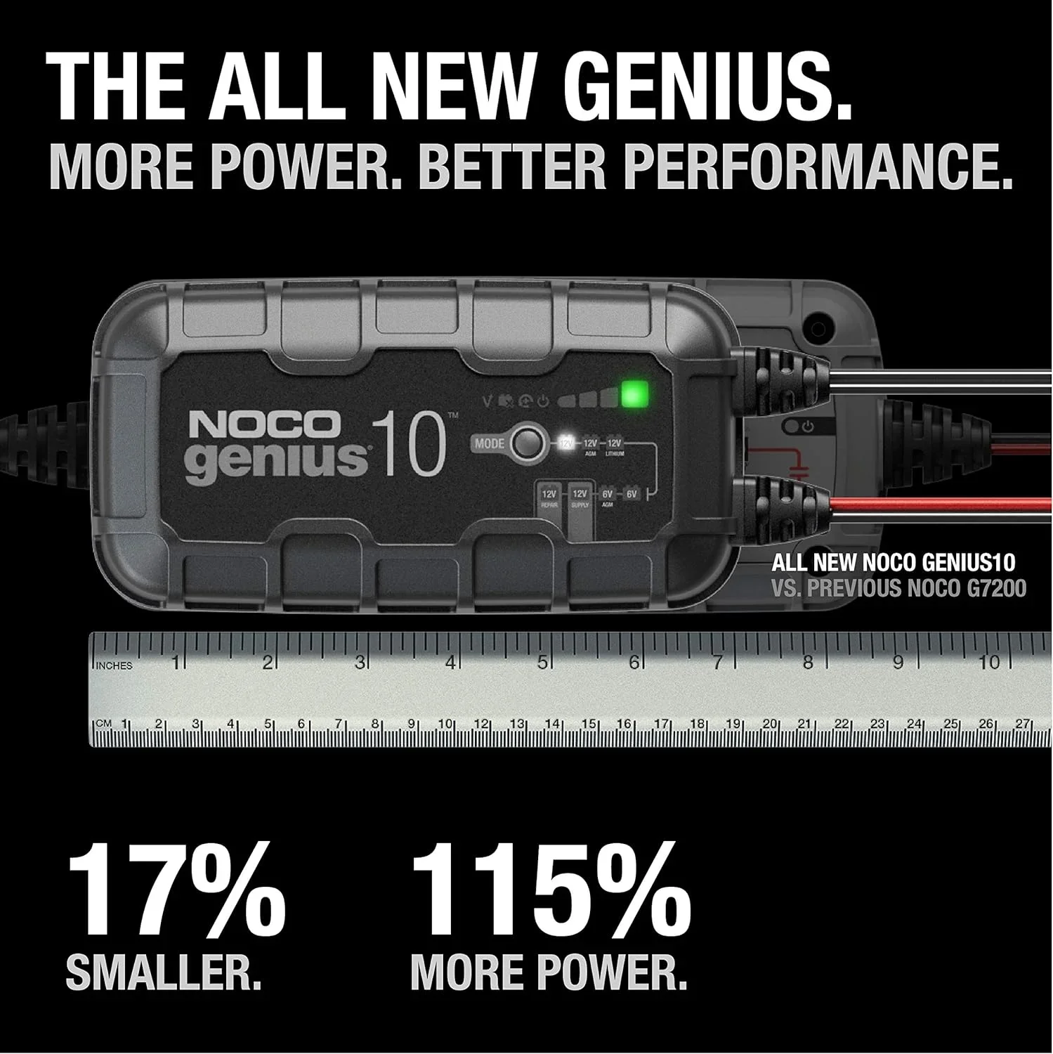 NOCO GENIUS10: 10A 6V/12V Smart Battery Charger, Maintainer and Desulfator