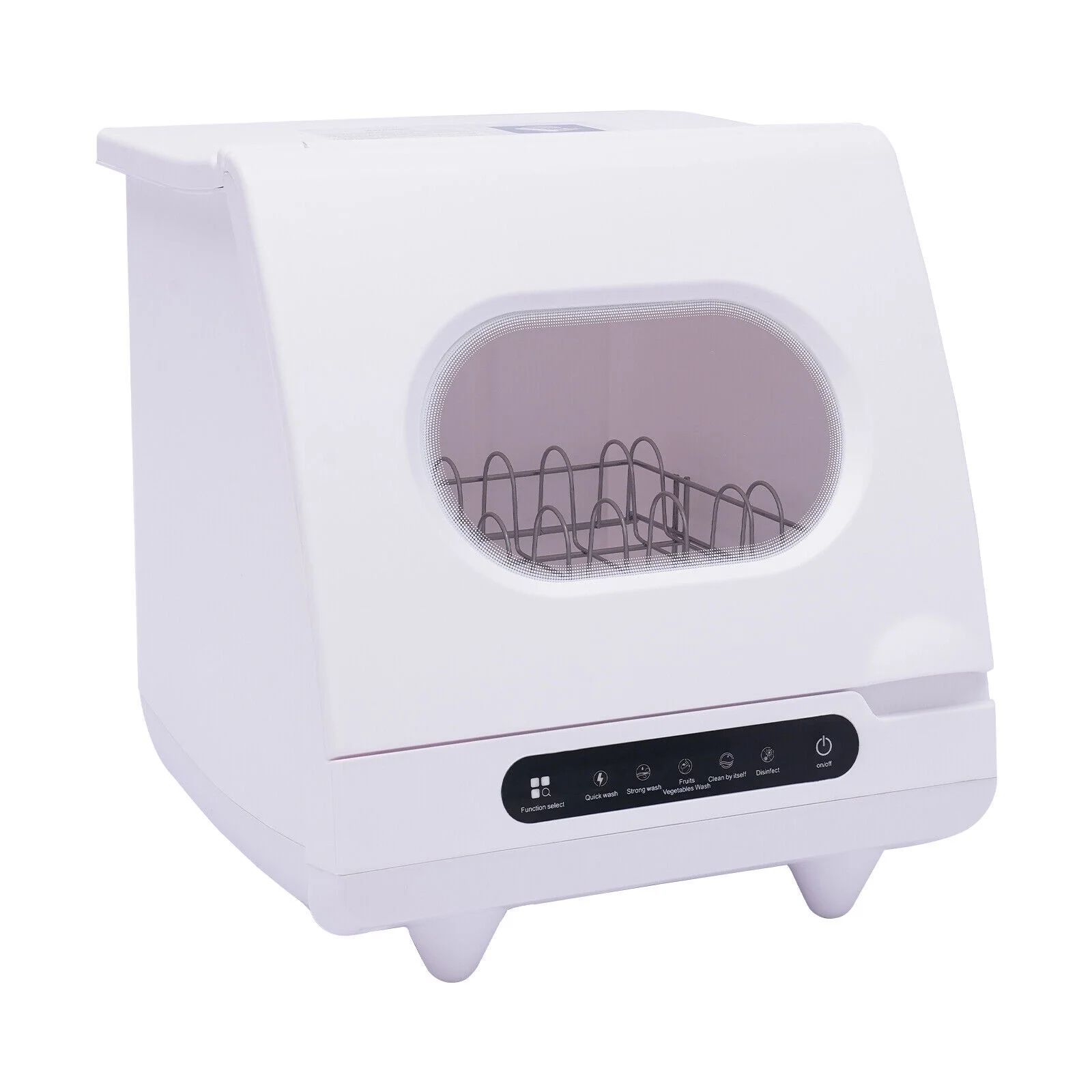 FETCOI Countertop Dishwasher, Compact Countertop 360Streak-Free Deep Cleaning Dishwasher Tableware Dishwashing 5 Washing Programs Automatic Portable Dish Washing Machine with Dish Rack White