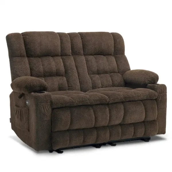 MCombo Power Loveseat Recliner, Electric Reclining Loveseat Sofa with Heat and Vibration, Cupholders, USB Charge Ports RS6314